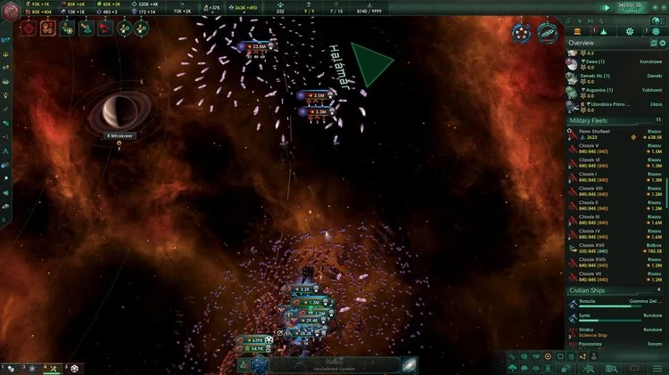 Stellaris gameplay perang di luar angkasa dengan armada
