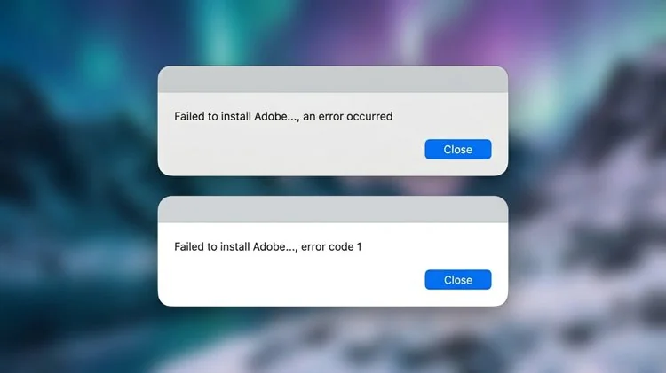 Tampilan Error 1 yang muncul saat install Adobe di Mac Apple Silicon