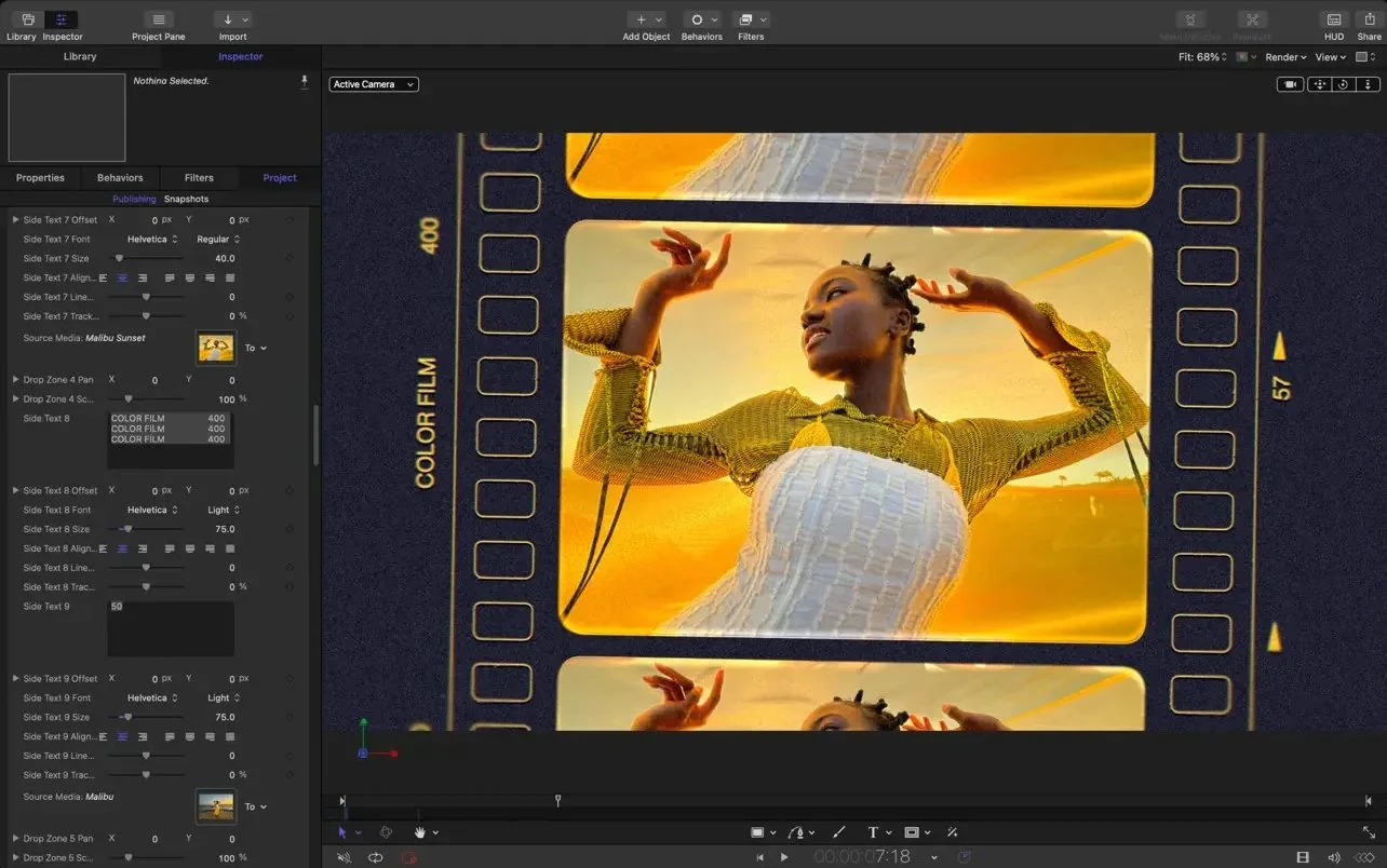 Apple Motion user interface motion graphics