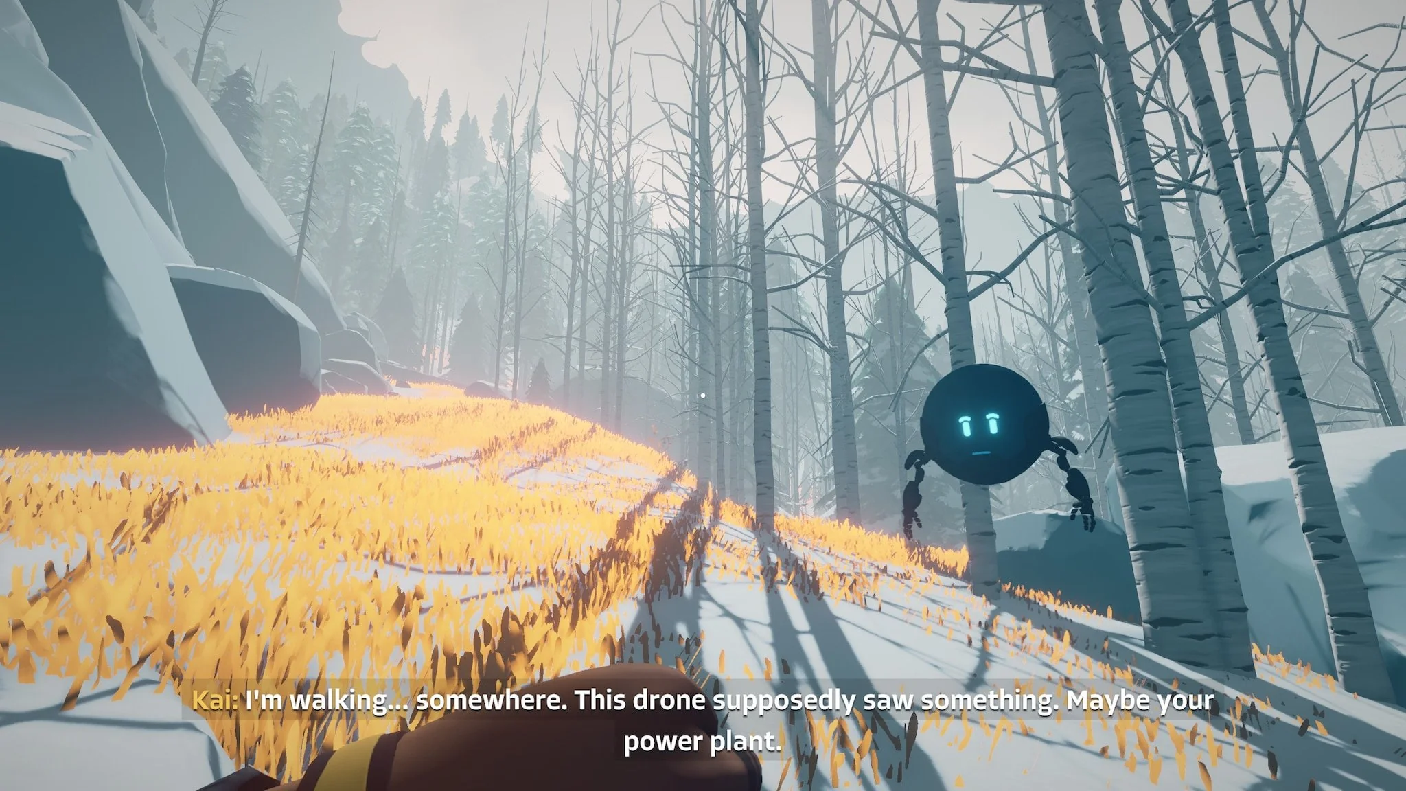 Arctic Awakening talking to therapy bot drone companion