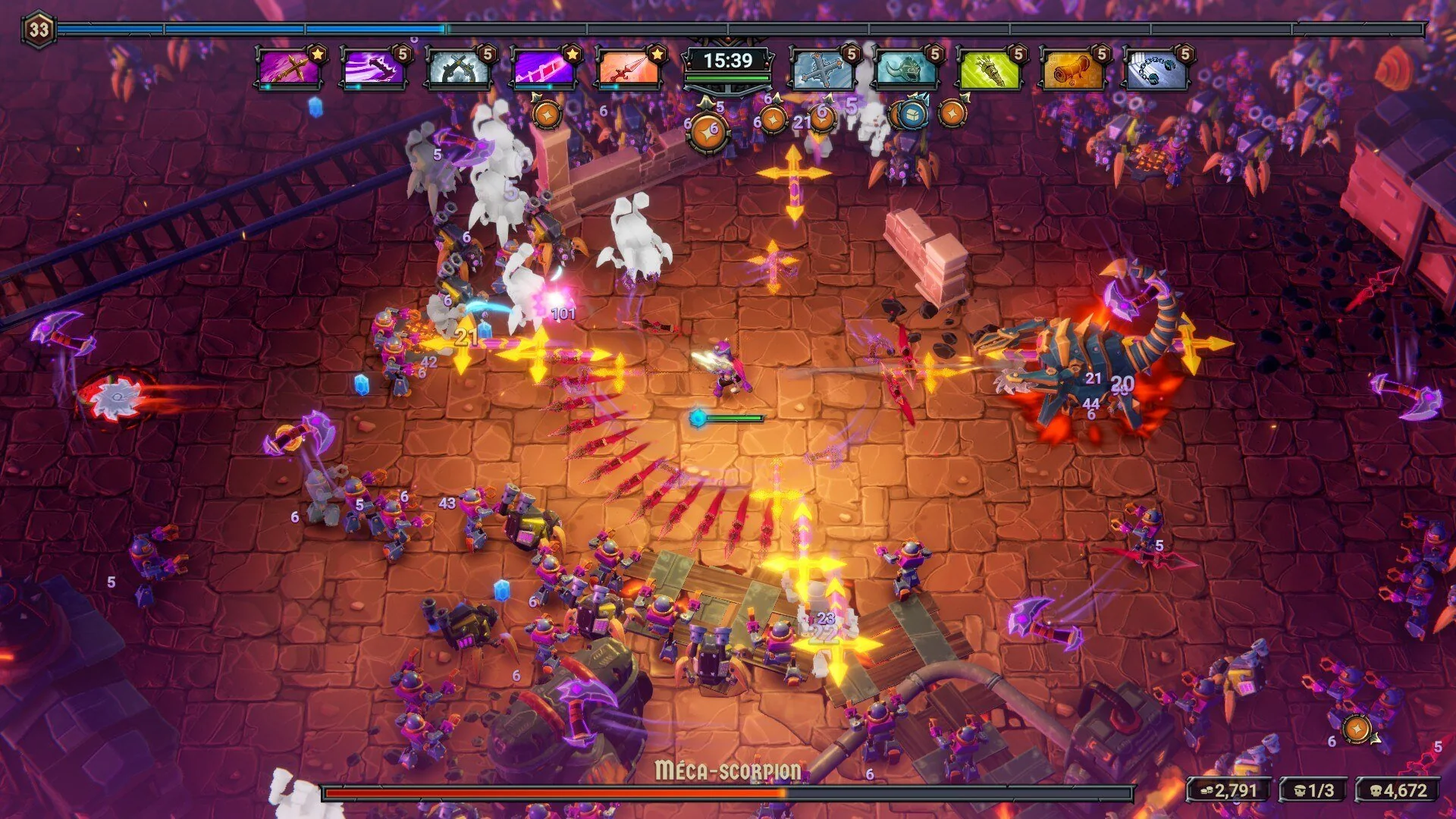 Army of Ruin fighting Meca Scorpion boss battle