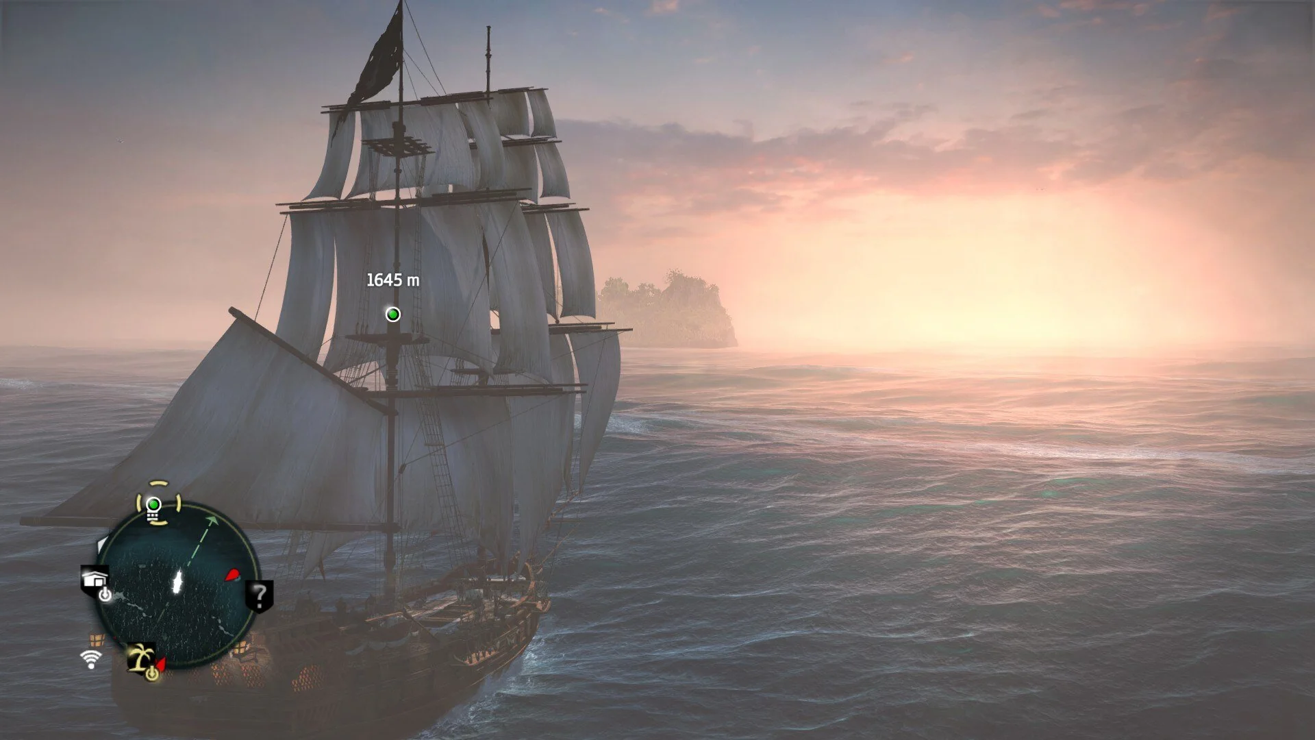 Sailing ship on ocean