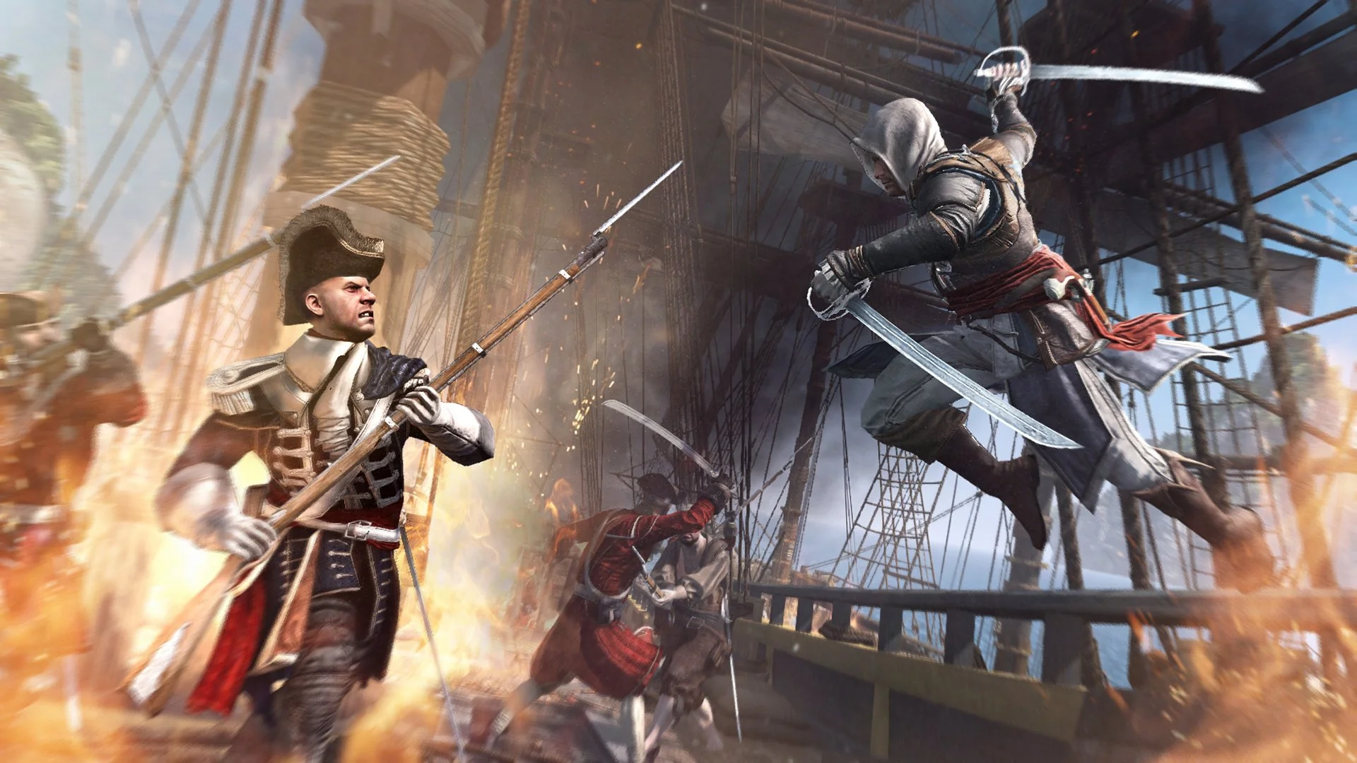 Assassins Creed IV Black Flag combat fighting inquisitor on ship