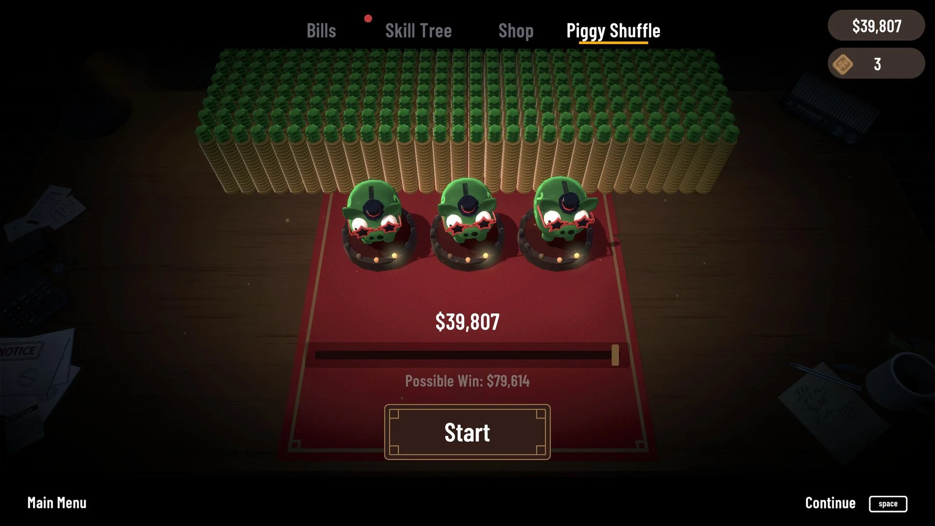 Main mode Piggy Shuffle dengan possible win 70K USD
