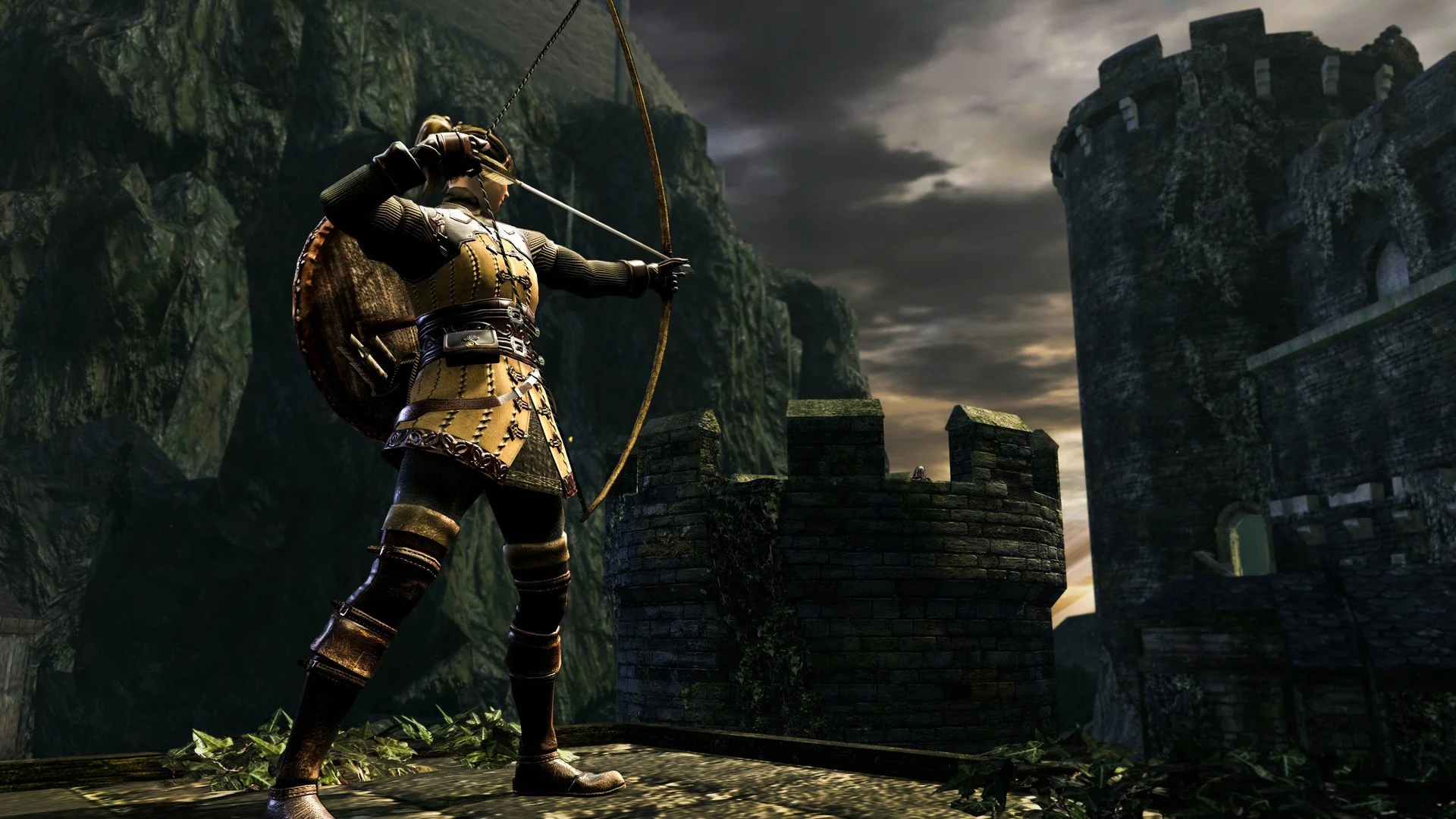 Dark Souls Remastered using bow to attack enemies