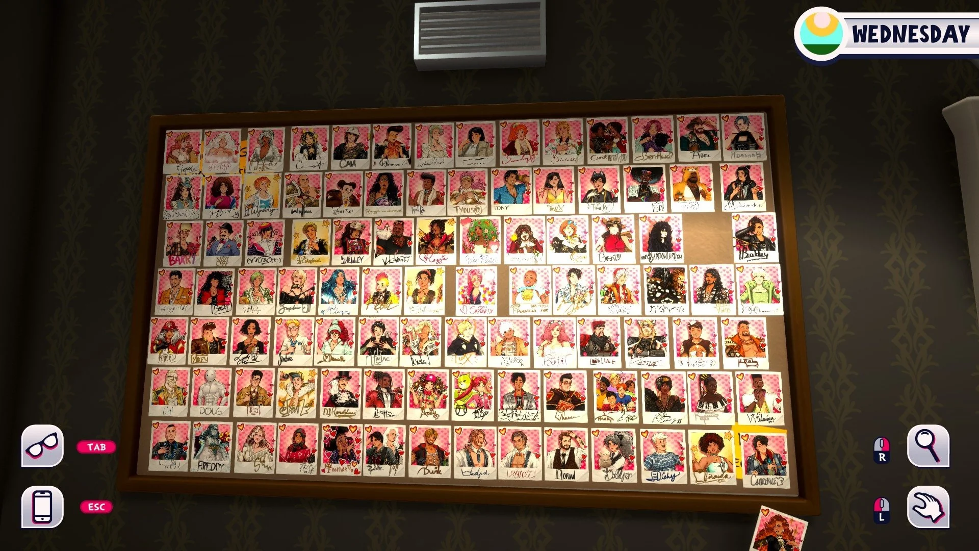 Date Everything PC Game Wallboard status karakter