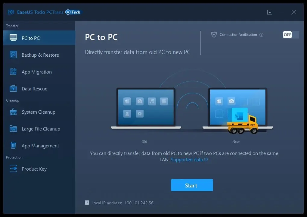 EaseUS Todo PCTrans interface transfer data dari PC lama ke PC baru