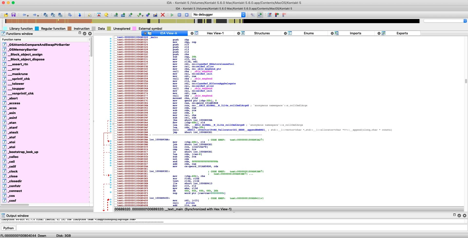 IDA Professional disassembly interface