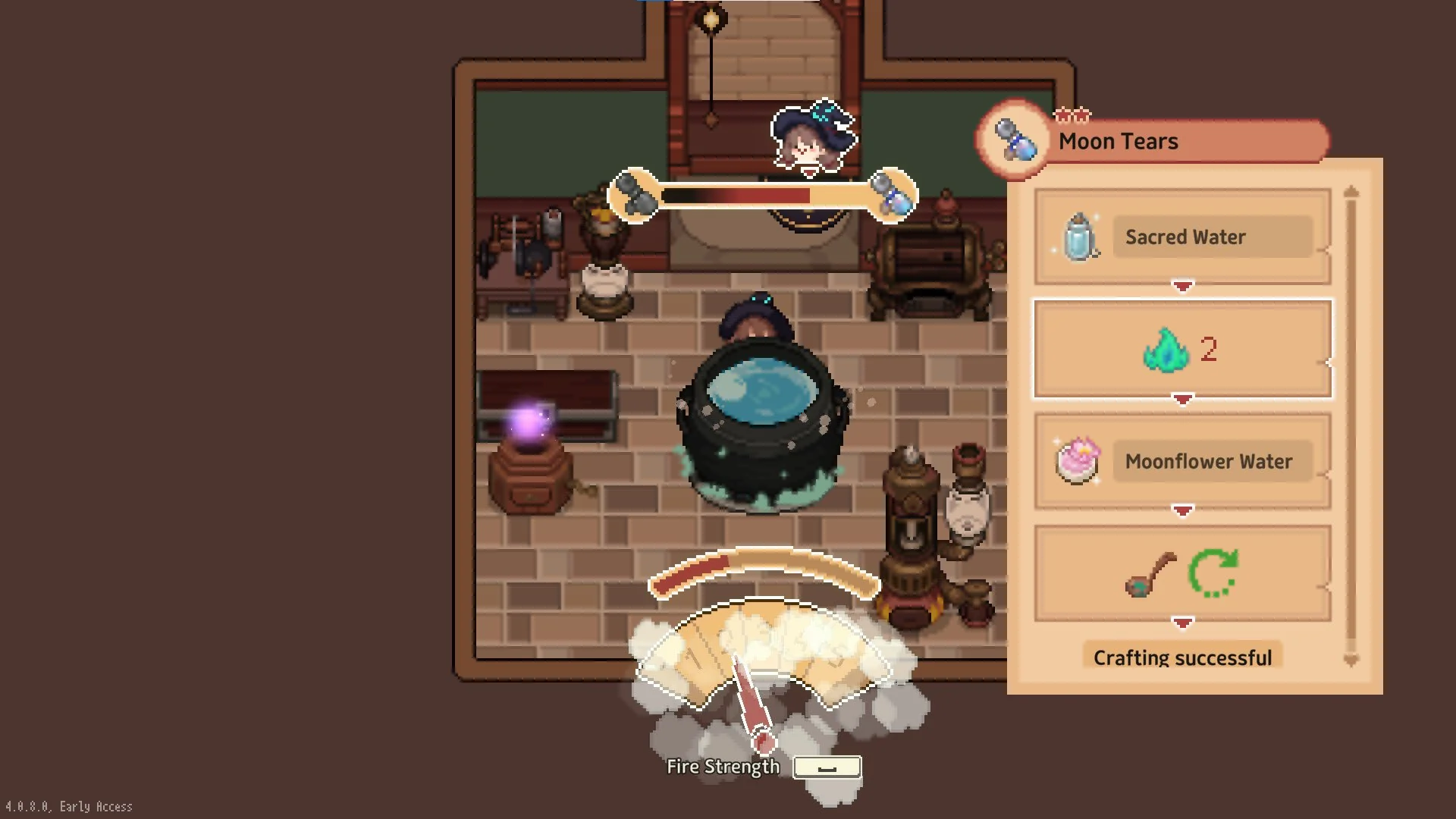 Crafting Moon Tears potion with cauldron