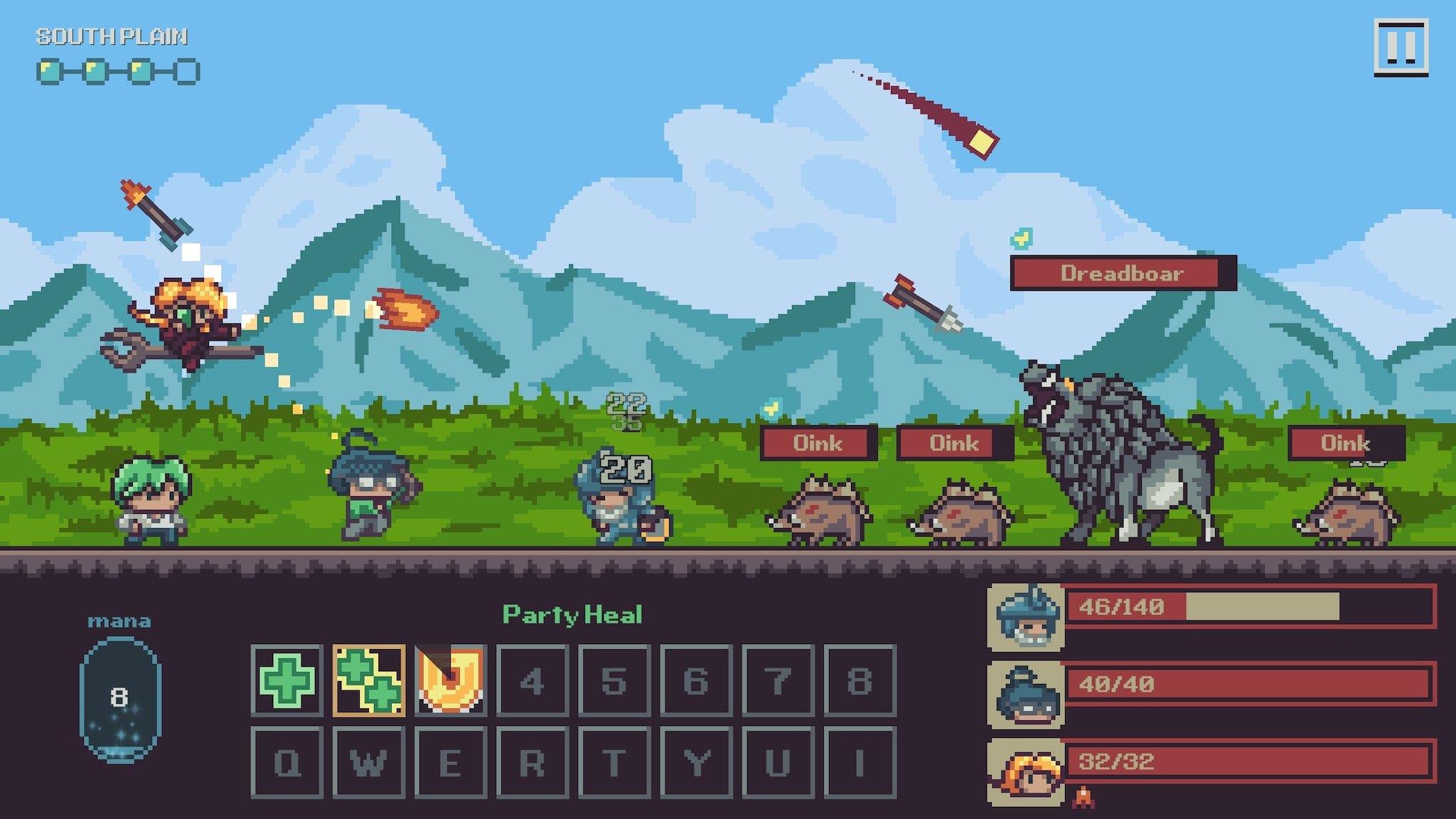 Master Healer Kale exploring and fighting monsters in Southplain