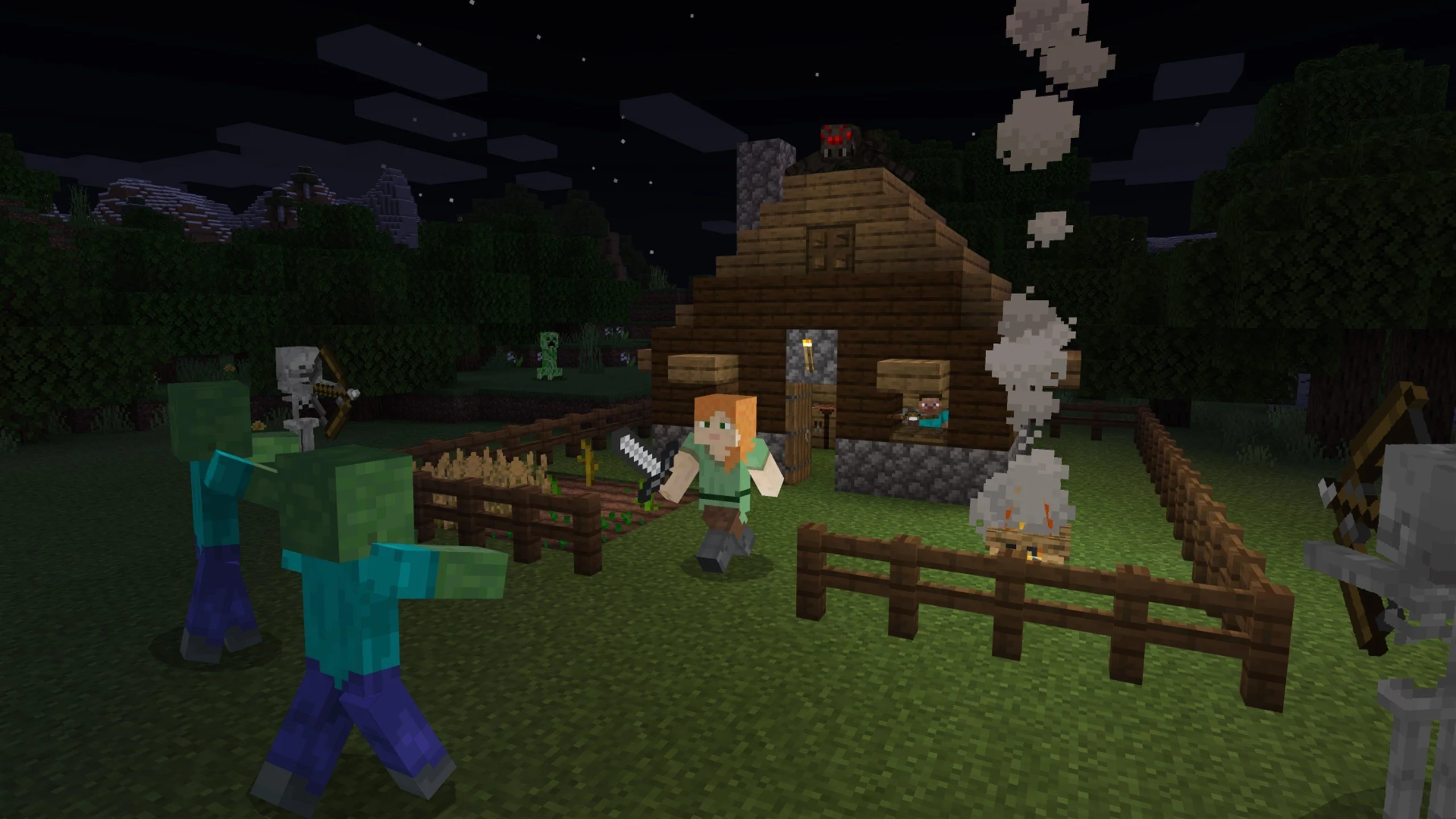 Minecraft base defense against zombie attack