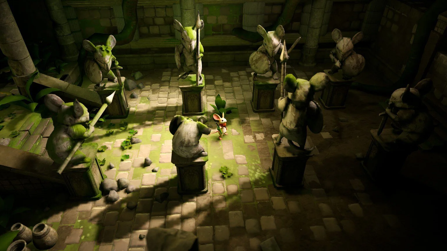 Quill sedang solving puzzle patung