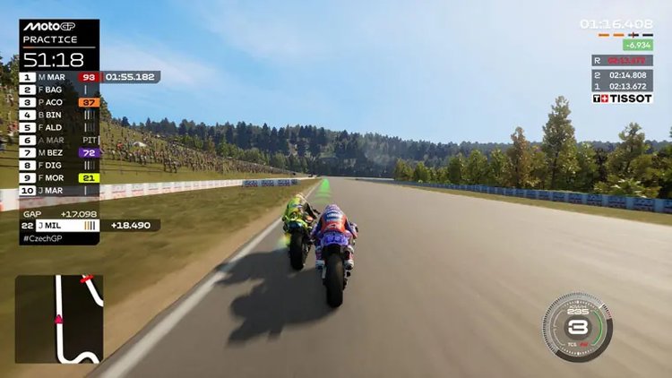 MotoGP 26 practice mode and UI during race