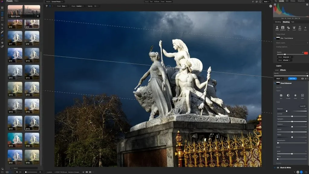 ON1 Effects 2026 panel pengaturan presets color