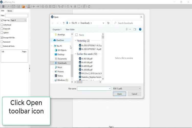 pdfFactory Pro PDF creation user interface