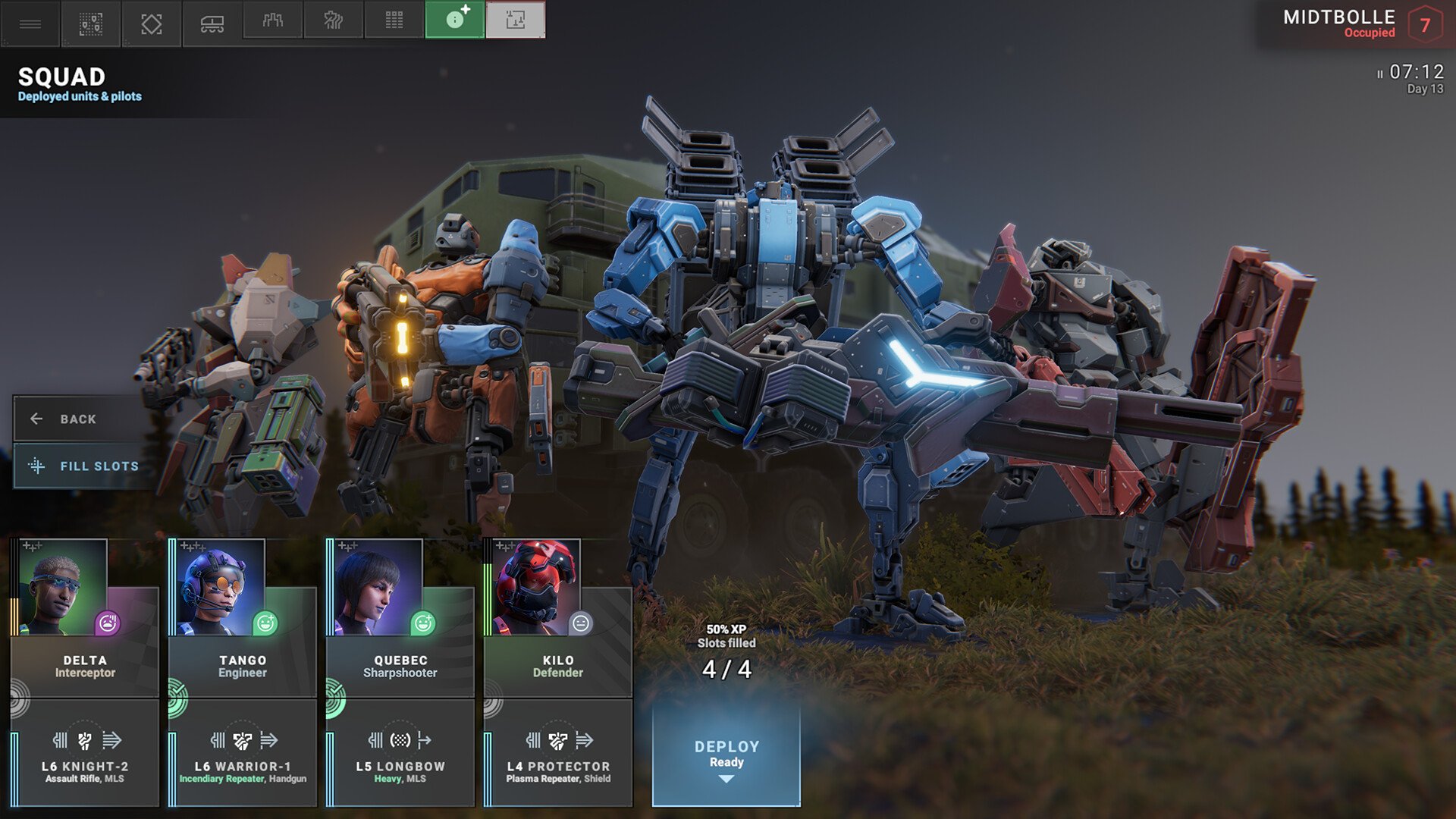 Phantom Brigade mech deploy lobby preparation