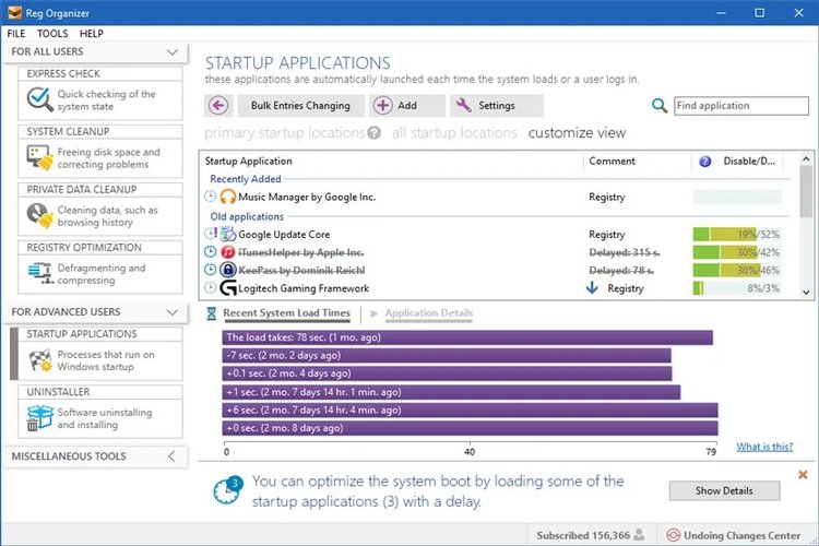 Reg Organizer registry cleaner user interface