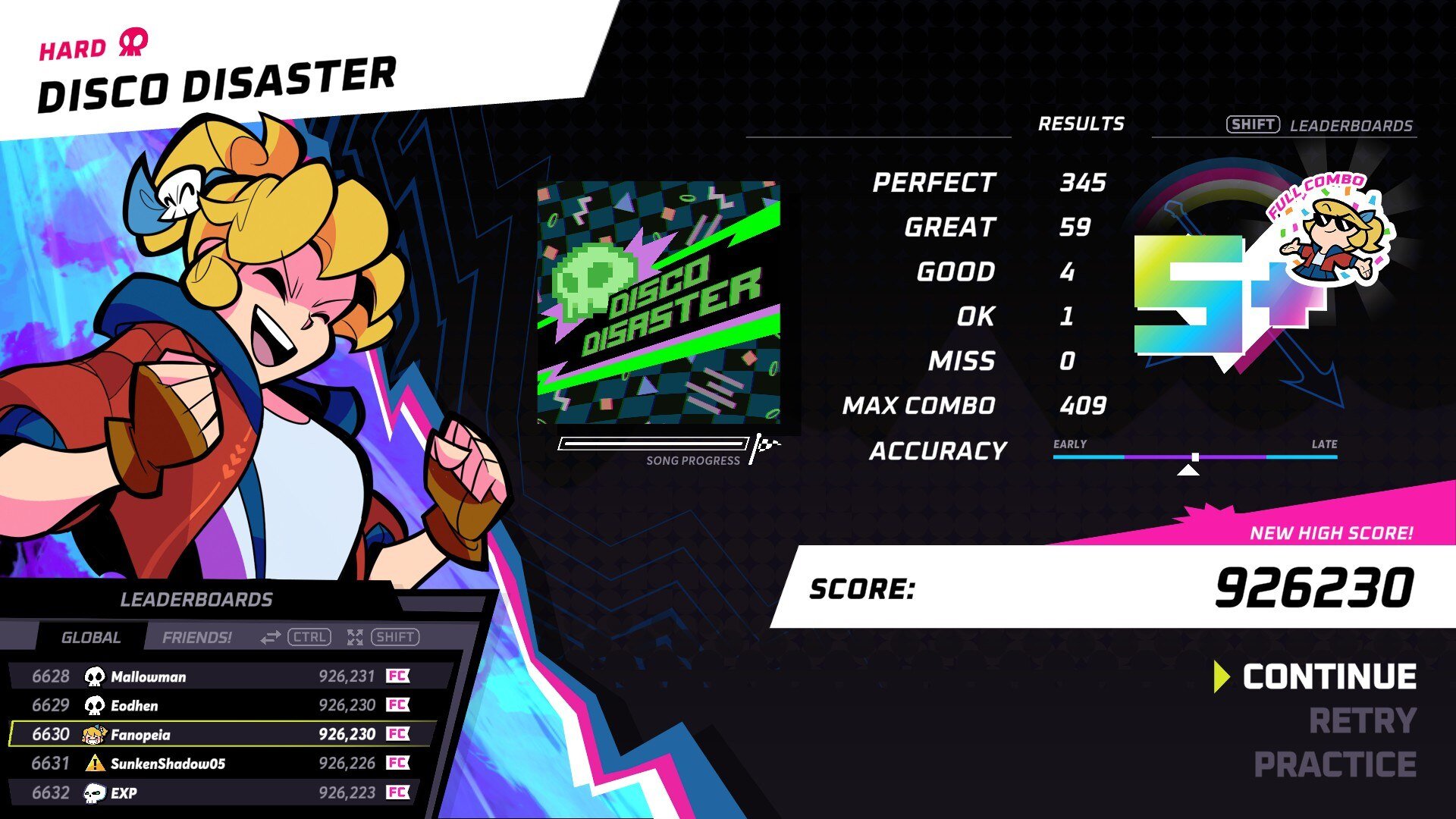 Rift of the NecroDancer end game result screen