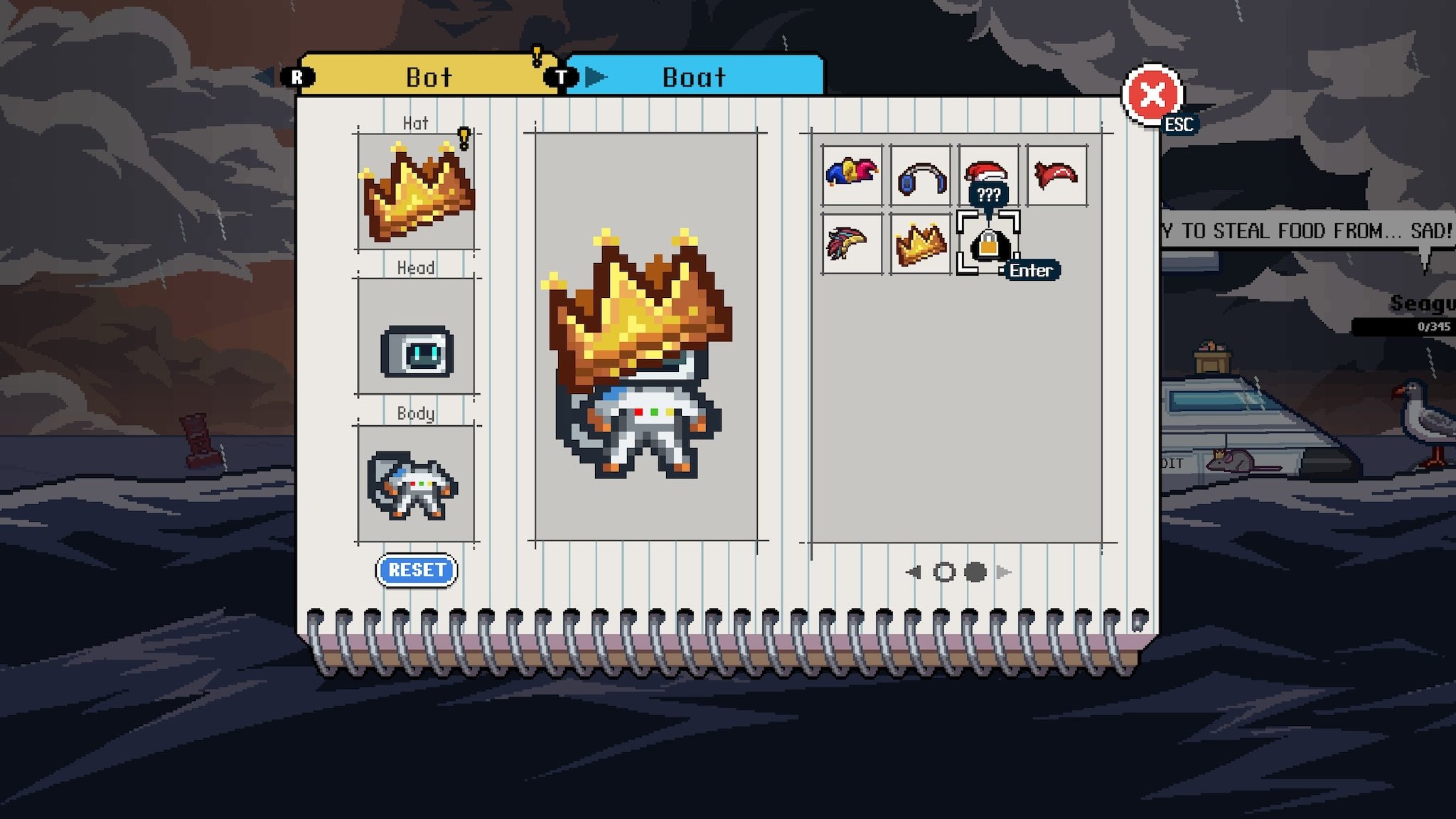 UI status karakter dan item inventory