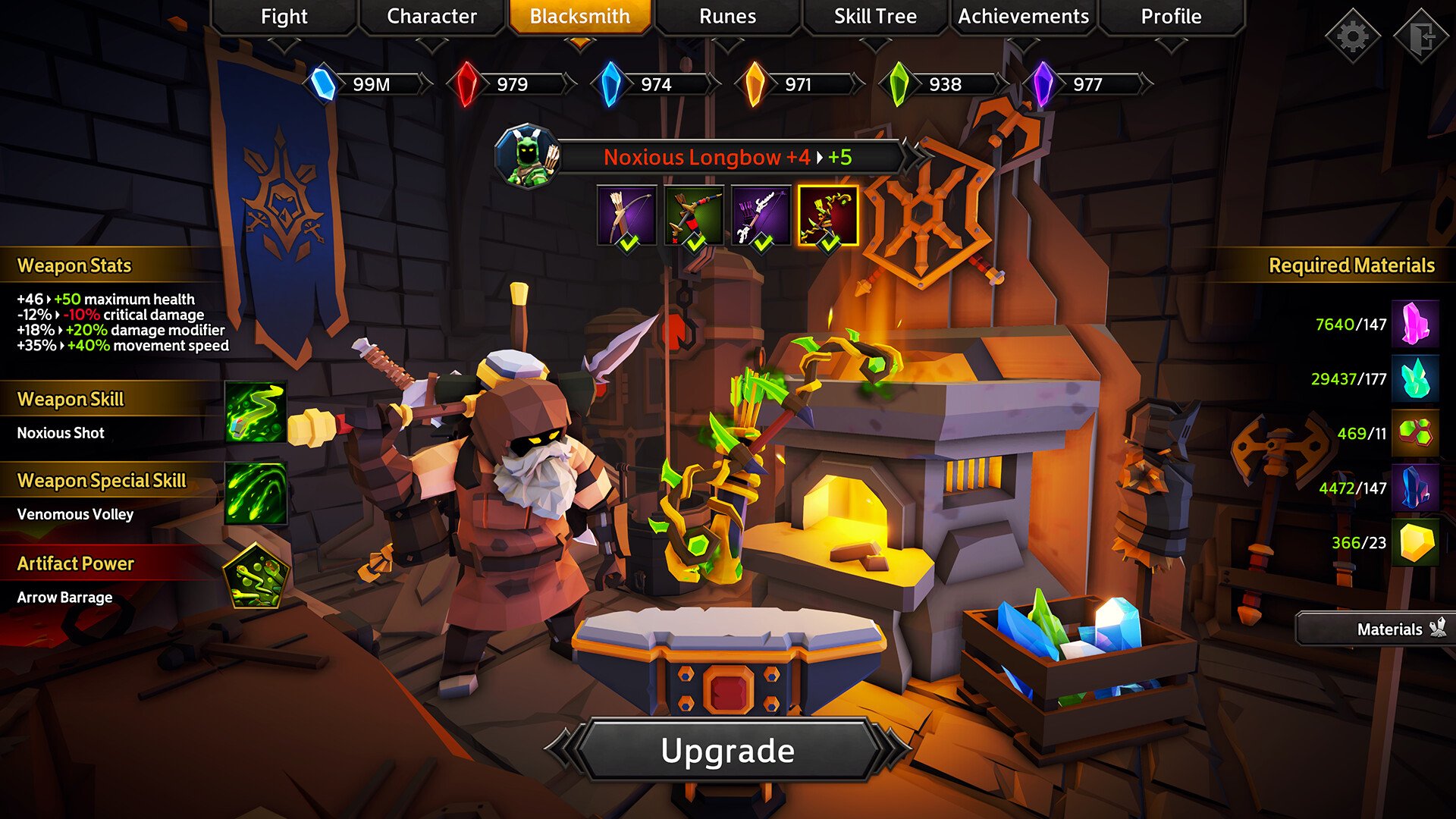 Soulstone Survivors forging weapon at blacksmith