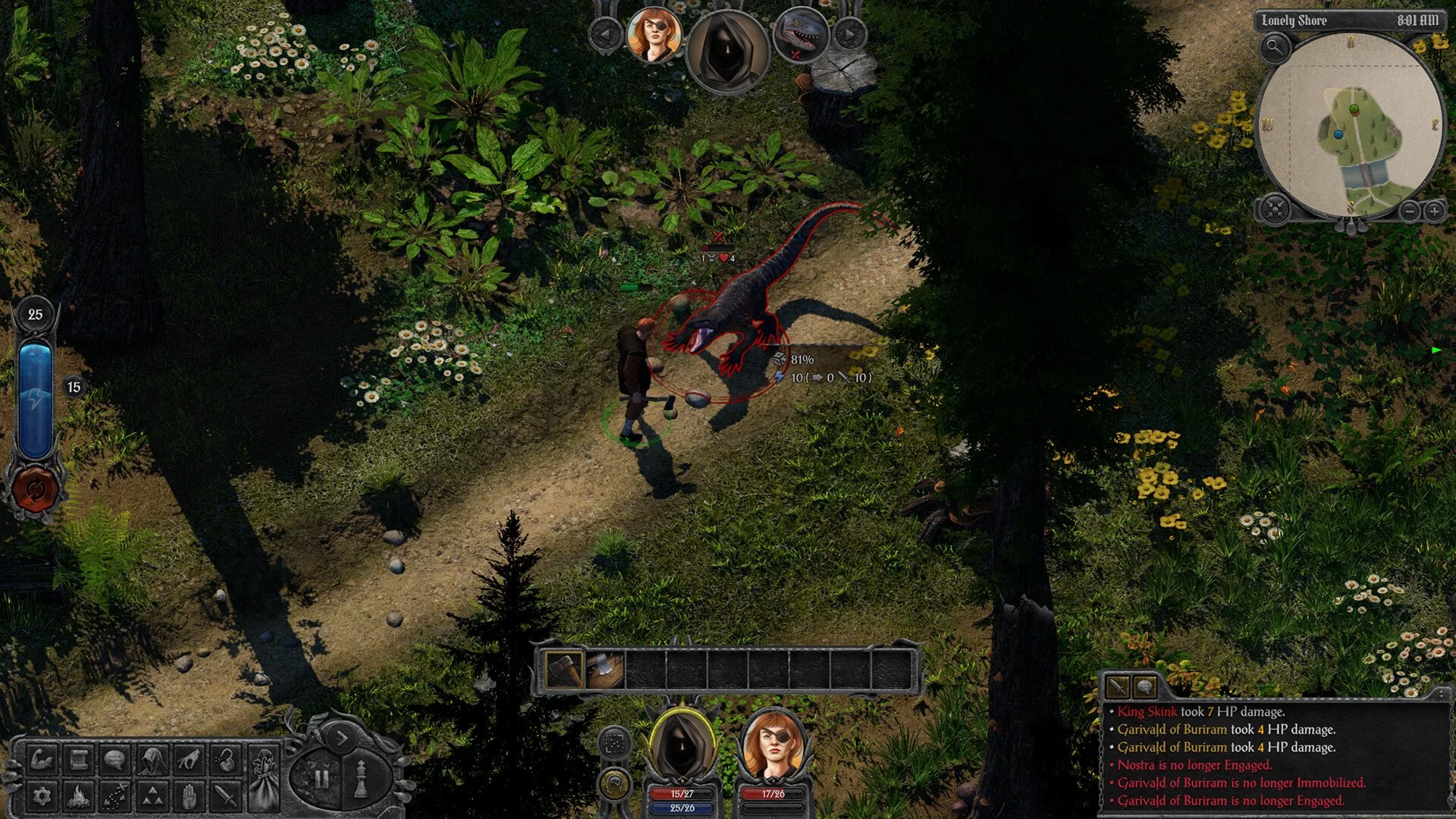 Combat melawan raptor di tengah hutan