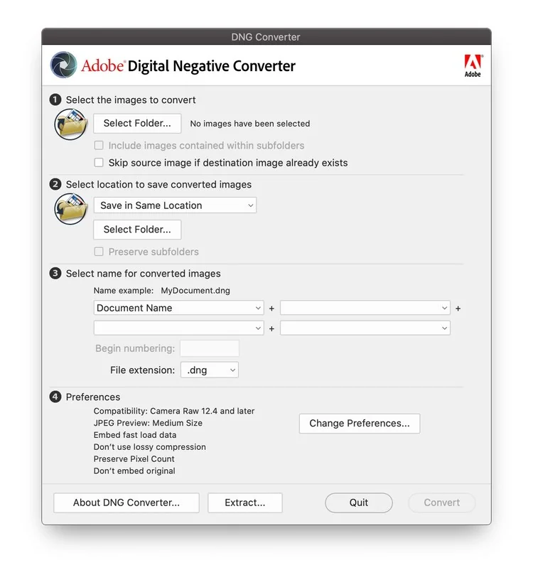 Panel DNG Converter Dengan 4 Step Mudah