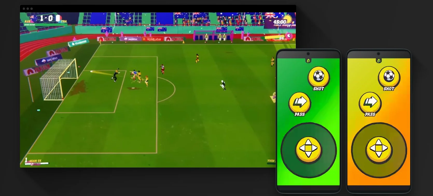 Main game bola di AirConsole pakai gamepad virtual di HP secara online