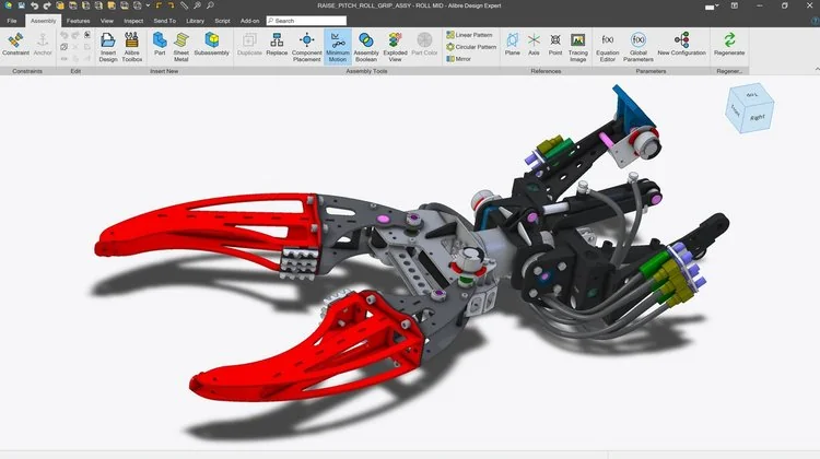 Membuat industrial gripper claw di aplikasi Alibre Design Expert