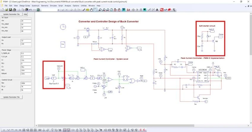 Membuat rangkaian converter dan controller di Altair PSIM Pro