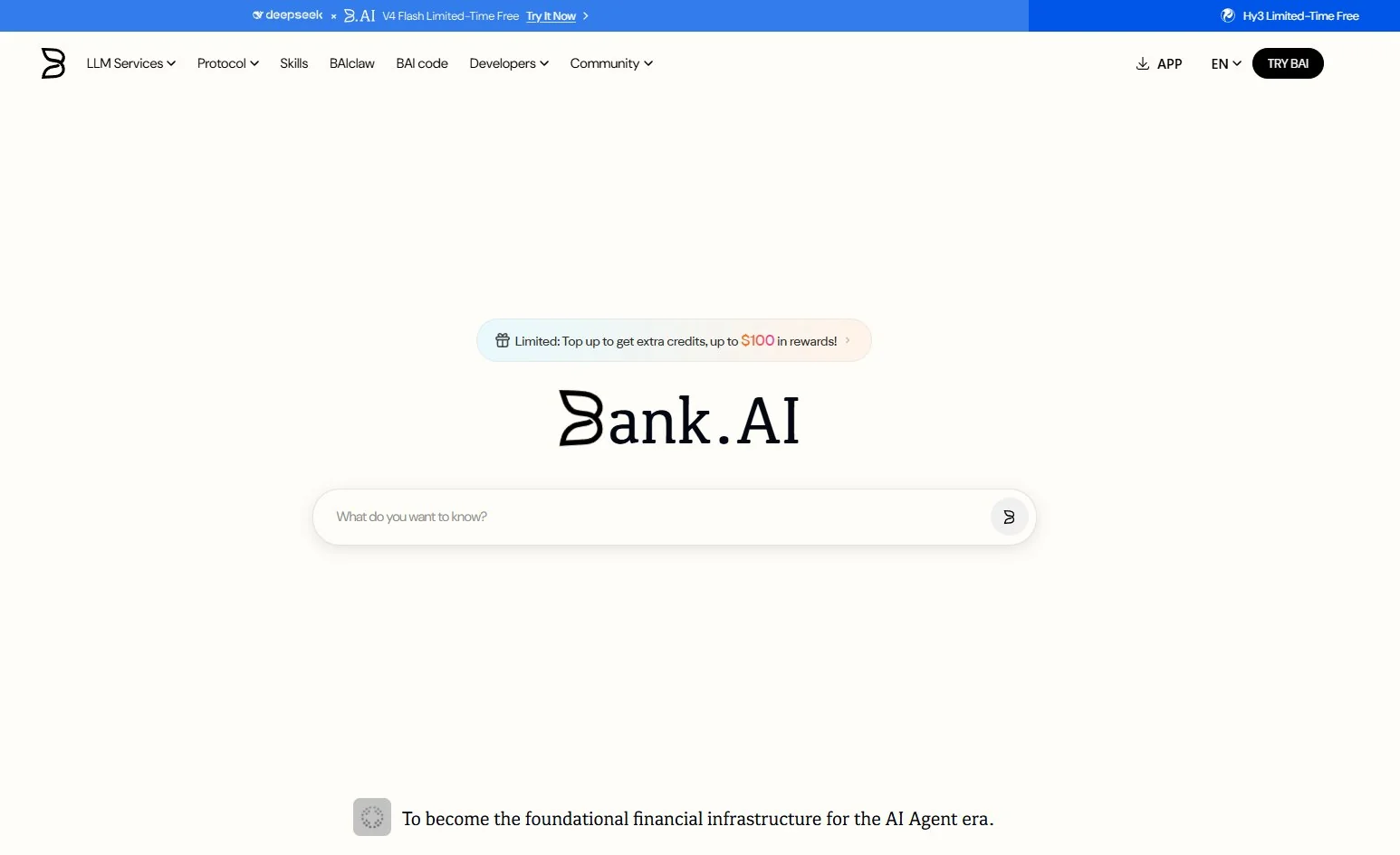 Tampilan interface website chat resmi B.AI