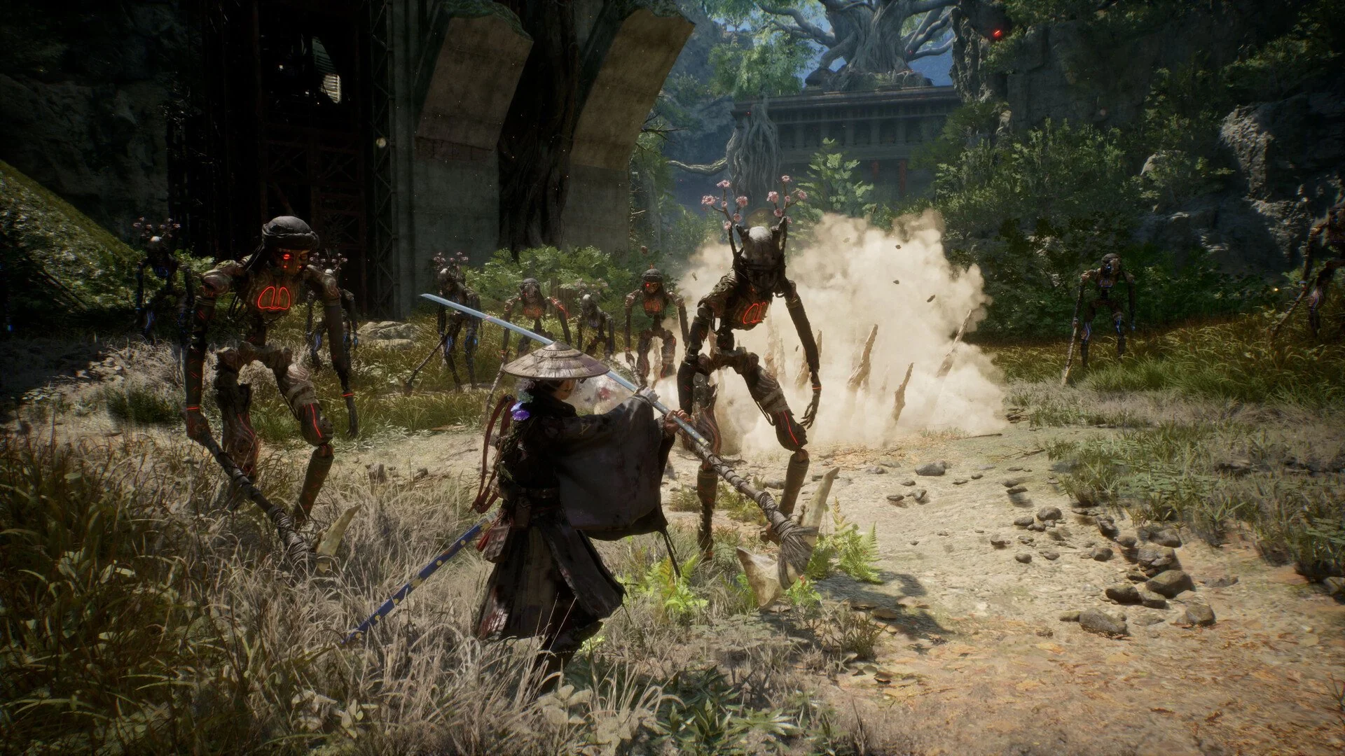 Menggunakan great sword untuk melawan puppet musuh