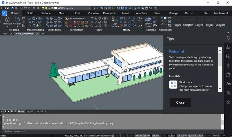 Desain Villa di BricsCAD dengan Format DWG