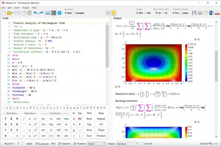 Perhitungan matematik kompleks dengan equation bending moments di Calcpad