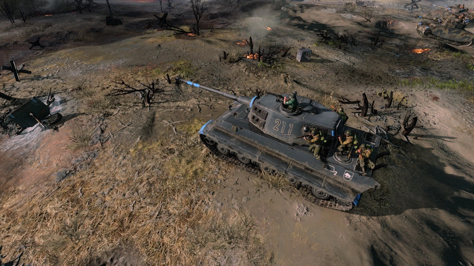 Menggunakan infantry squad dengan tank untuk menembus defense lawan