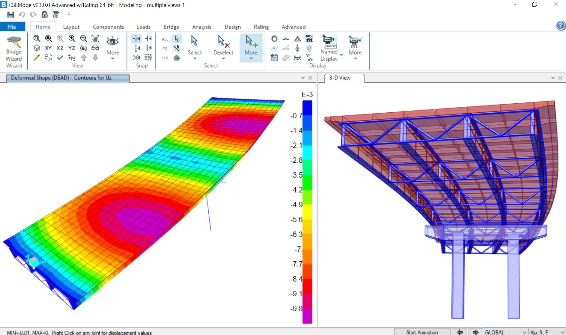 CSI Bridge Advanced membuat deformed shape dan kontur untuk jembatan