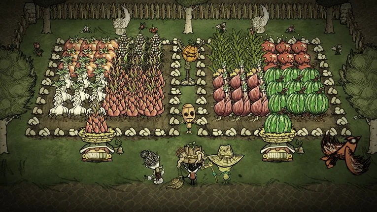 Karakter Sedang Berkebun dan Menanam Banyak Buah-buahan