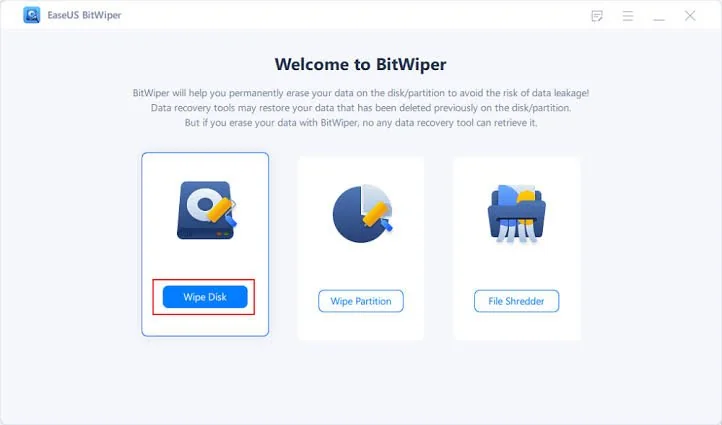 Wizard Awal Untuk Wipe Disk Di BitWiper Pro