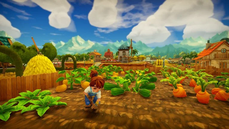 Menanam wortel dan melon di tanah yang sudah gembur di Farm Together 2