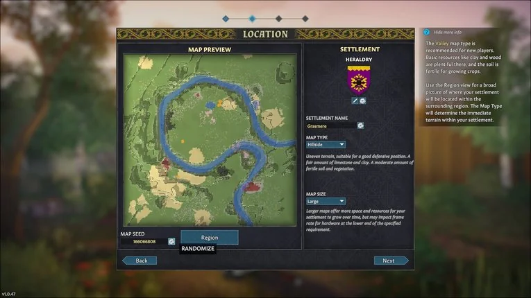 Panel awal generate map seed