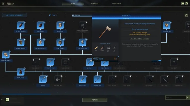 Pohon Skill Tree untuk Membuka Survival Tools dan Blueprint Tier 2