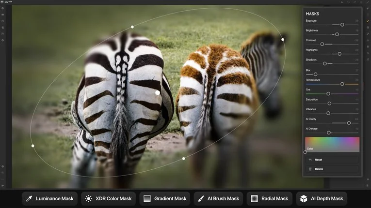 Masking fokus dan blur di Irix HDR
