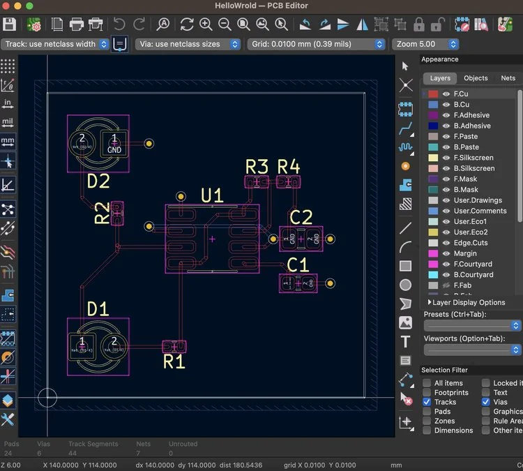 PCB Editor KiCad di MacOS