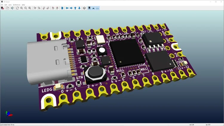 Realtime 3D Viewer di KiCad