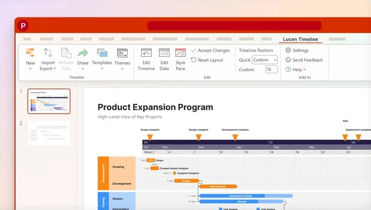 Membuat Project Timeline Dan Gantt Chart Di PowerPoint Dengan Lucen Timeline Expert