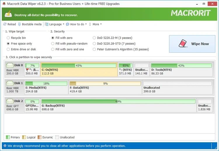 Proses Wipe Semua Data Di Hdd Lewat Macrorit Data Wiper