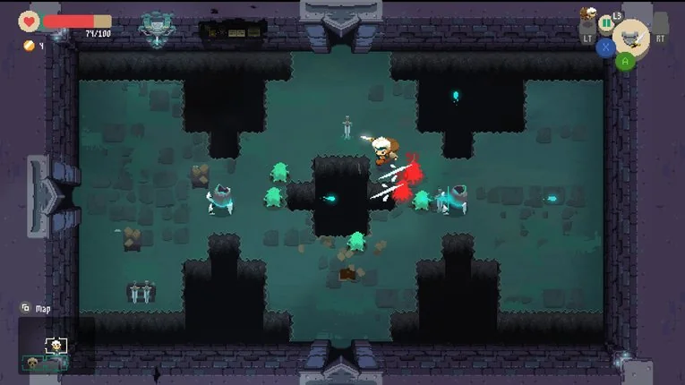 Menyerang monster di dalam dungeon sambil mengumpulkan harta karun