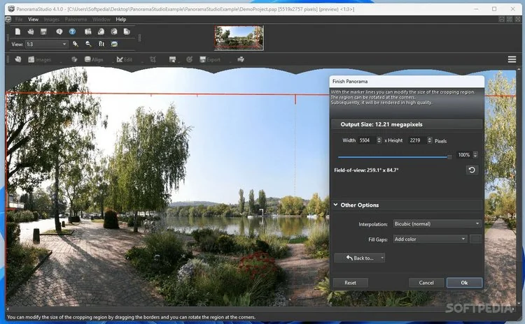Menjahit beberapa foto untuk membuat panorama 360 VR
