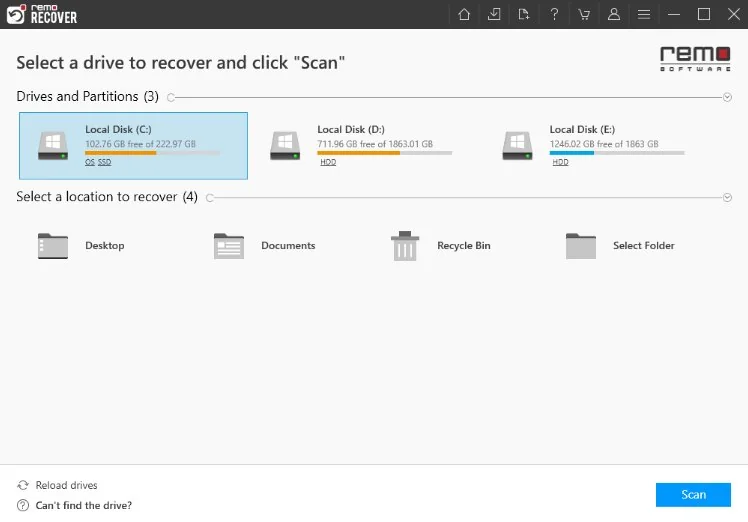 Memilih Drive yang Mau di Recovery dari Software Remo