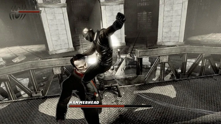 Boss fight melawan Hammerhead di ruang tertutup