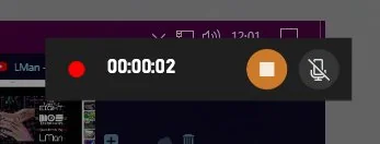 Status indikator rekaman aktif di pojok layar setelah menekan tombol Windows Alt R